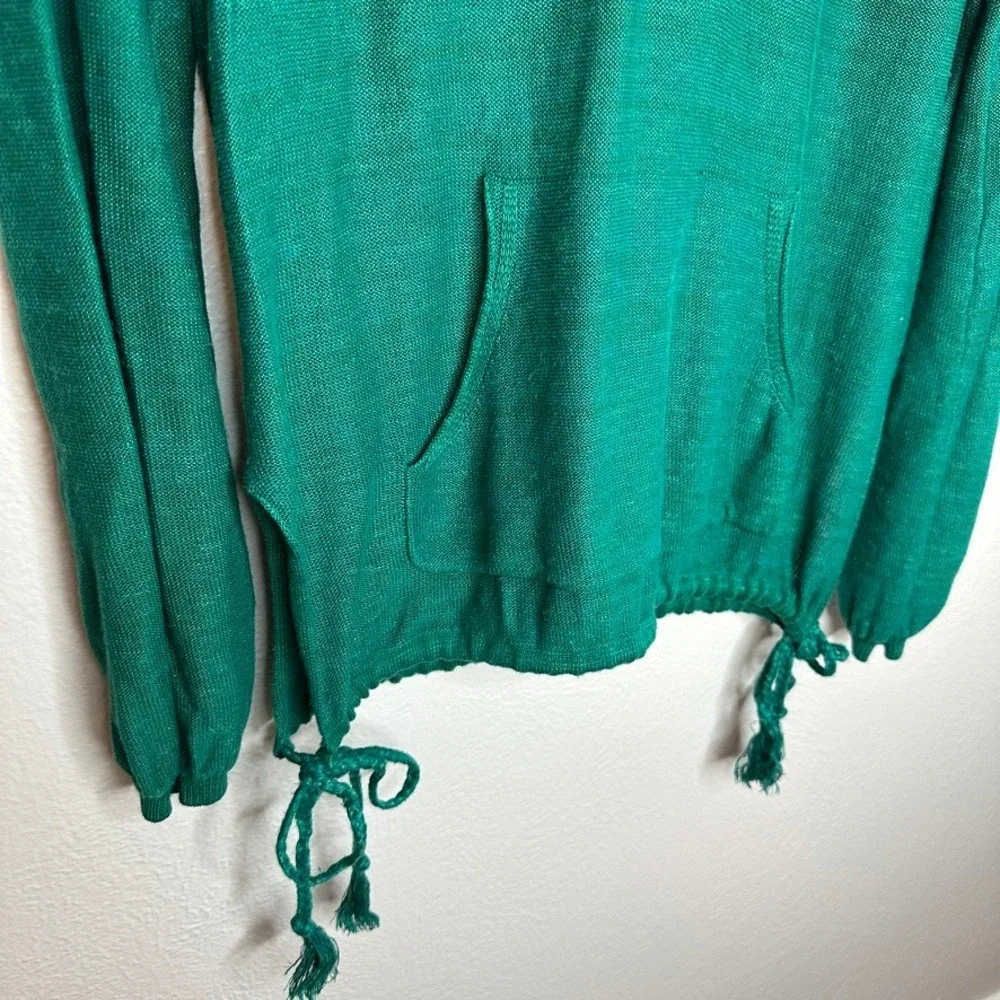 Free People Teal Green Lightweight Drawstring Hoodie‎ Size XS Pullover Sweater